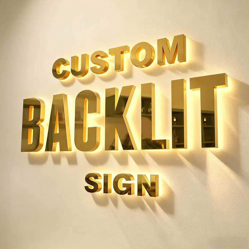 stainless steel illuminated backlit sign